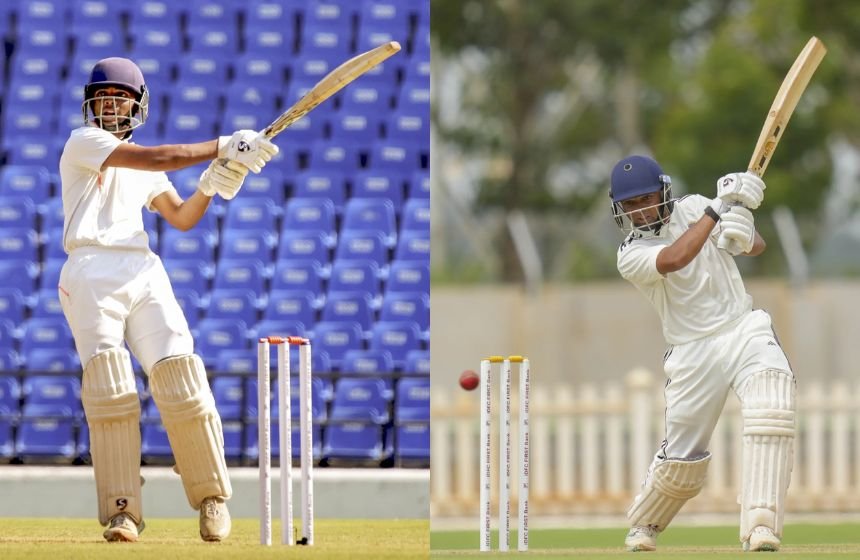 Danish Malewar playing a cricket shot during a domestic cricket match for Vidarbha