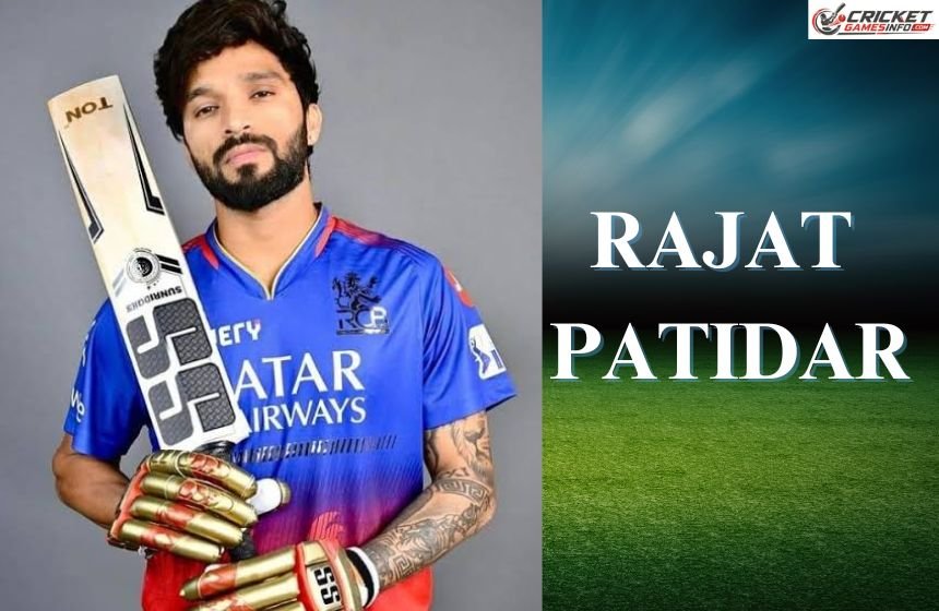 Rajat Patidar Wearing RCB Jersey and holding Bat