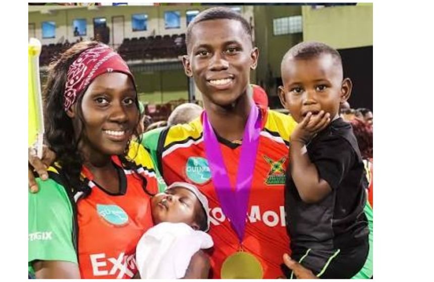 Shamar Joseph with wife Trishana Joseph  and her children Amari and Amali